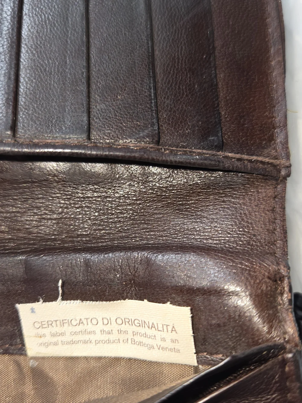 Bottega Veneta Dark Brown Intrecciato Woven Leather Zip Wallet Bifold Authentic